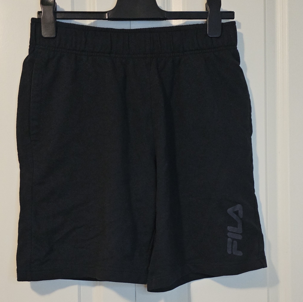 FILA Mens Sweat Fleece Black Athletic Shorts Sz S